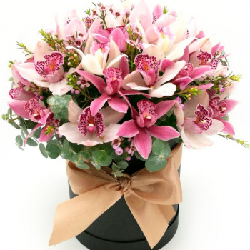 Букет из орхидей в коробке "Шампань"